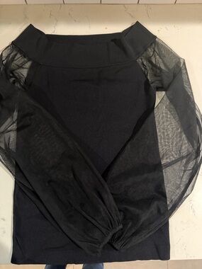 INC International Concepts Black Ribbed Knit Top